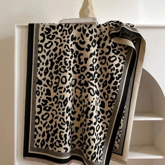 Multicolor Casual Women's Boho Double-Sided Leopard Print Jacquard Imitation Cas - Picture 2 of 4